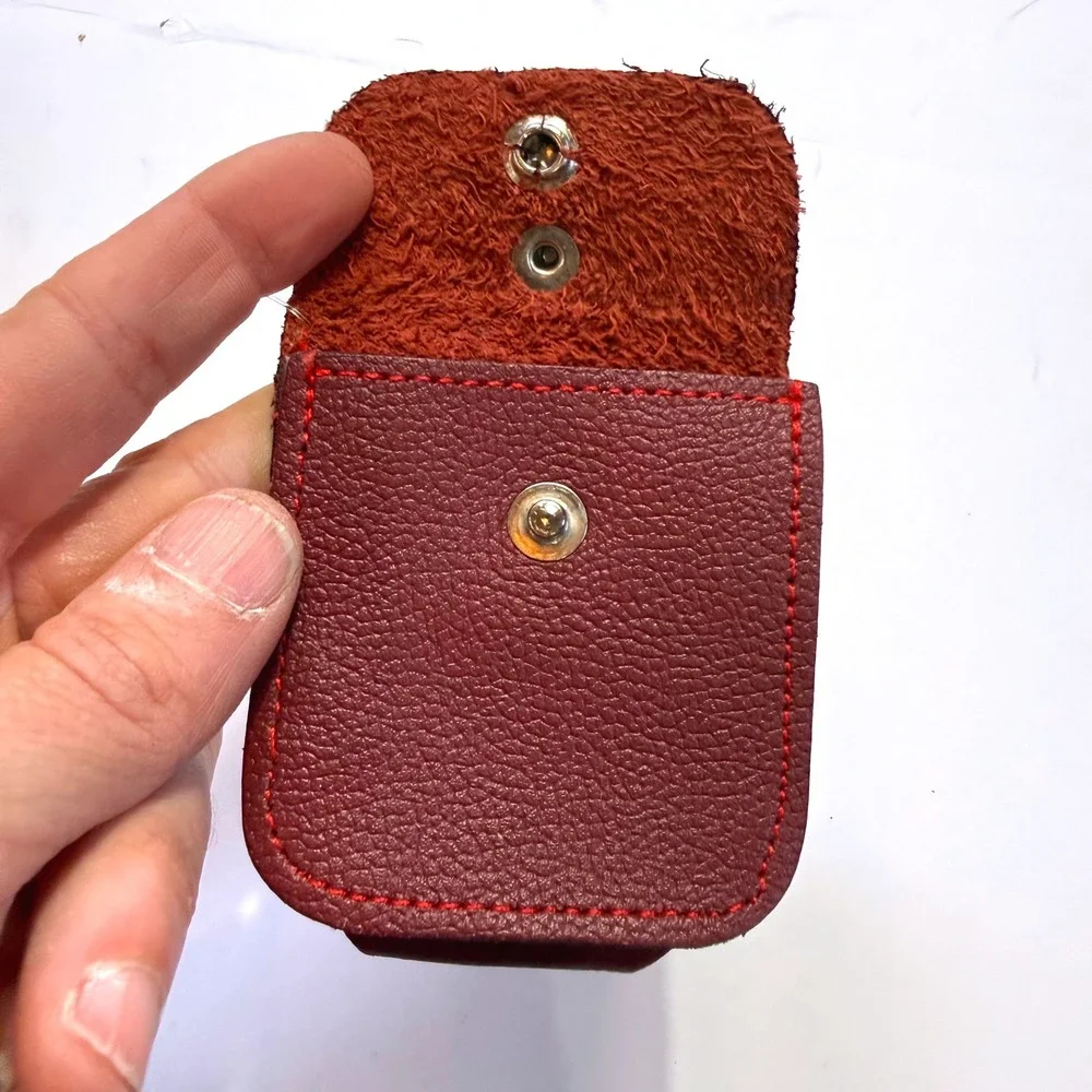 Vintage Leather Belt Pouch Dual Snap Utility Coin EDC Holder Maroon